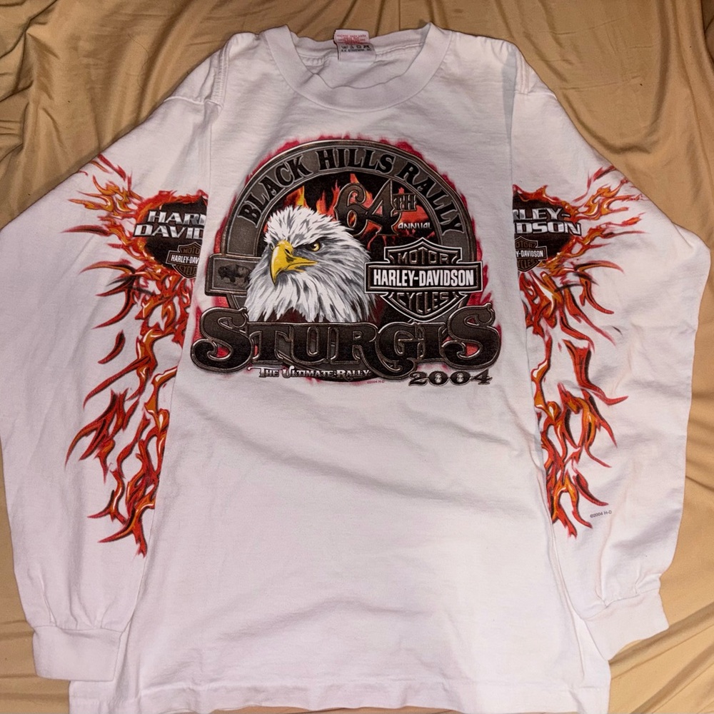 Harley-Davidson White Sturgis 2004 Eagle Graphic Long-Sleeve Shirt